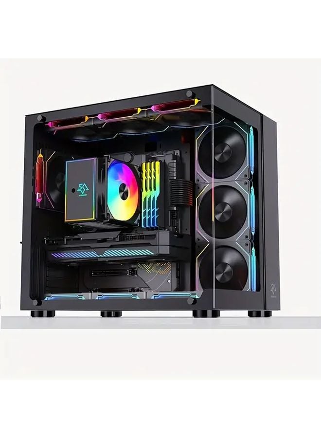 Xuanfeng وحدة تحكم مروحة تبين RGB LED PWM مع 3 مراوح سوداء قاعدة معدنية مزدوجة الجوانب دوران 360 تبريد هادئ للكمبيوتر - Image 3